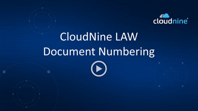 CloudNine LAW - Document NumberingPlay